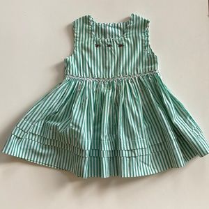 Gina Diwan Paris green striped rose embroidered summer dress size 6 months